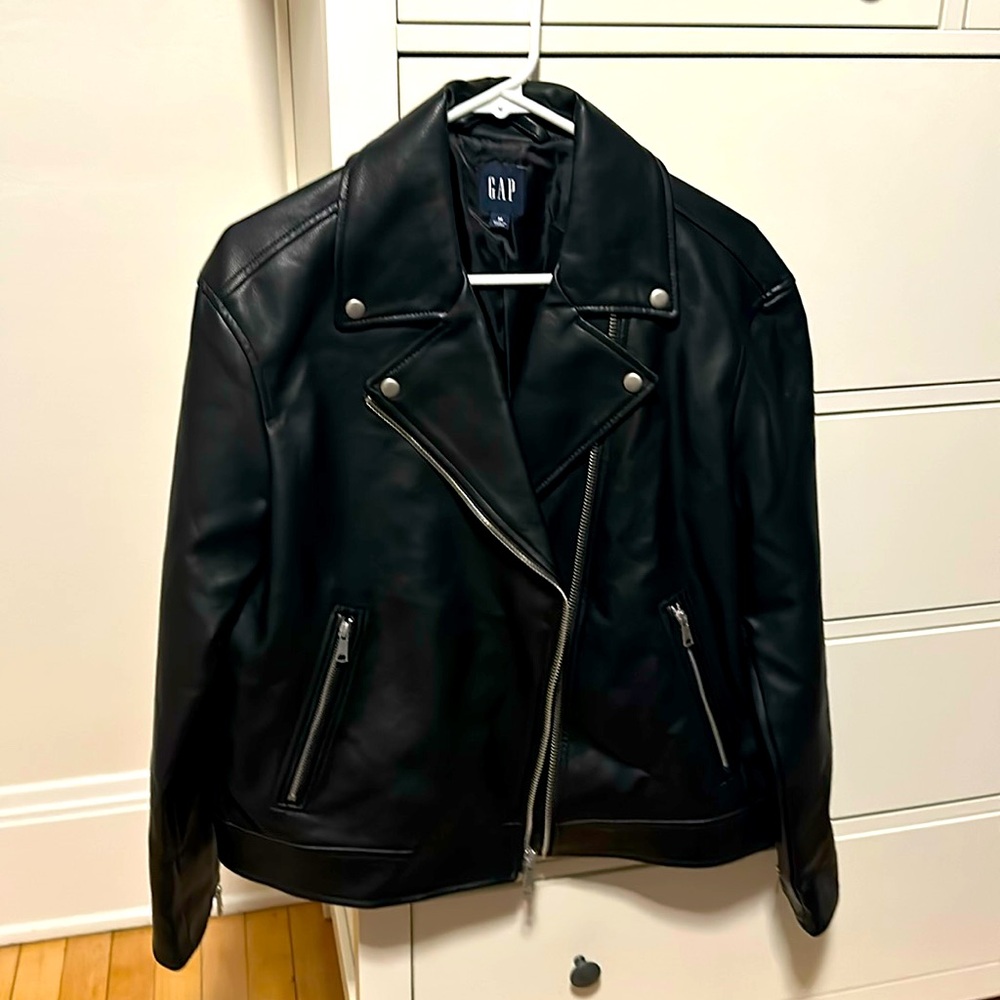 Black Gap Leather (faux) Jacket Size medium